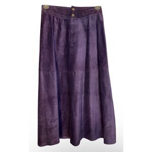 Silverado Leather Purple Suede Midi Skirt Sz. 8 Lined Vtg Boho Festival